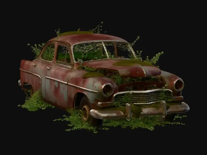 3D model for Overgrown Relic on sedan vintage car
