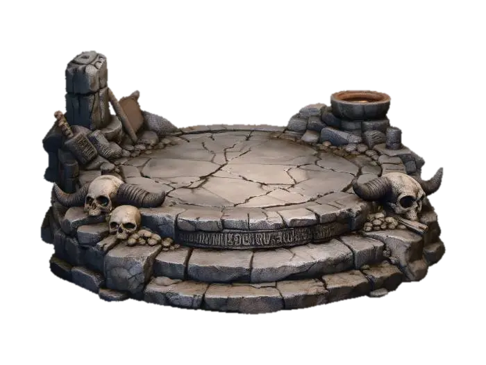 Barbarian Diorama Base oleh emrework — dibuat dengan generator 3D Meshy AI, unduh gratis FBX OBJ GLB STL
