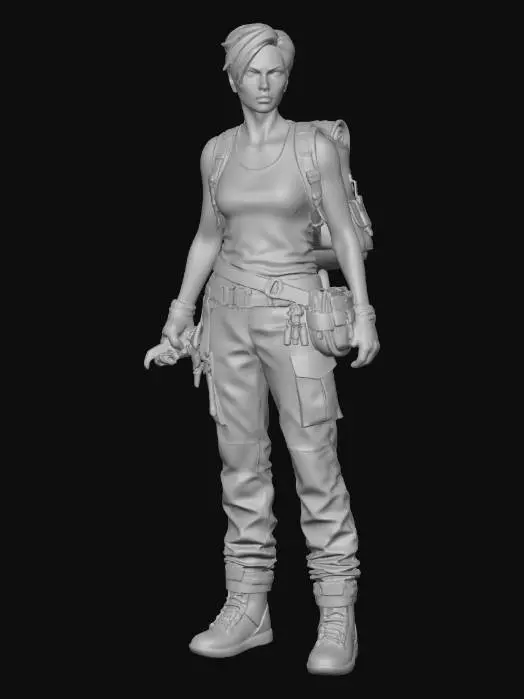 3D model for Post Apocalyptic beautiful repair girl