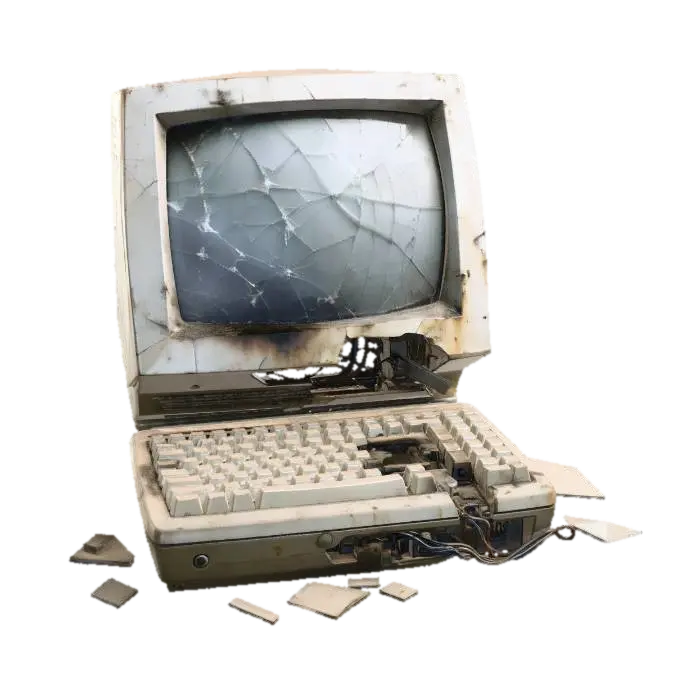 Broken CRT computer - Apocalyptic 3D model, vytvořený pomocí AI
