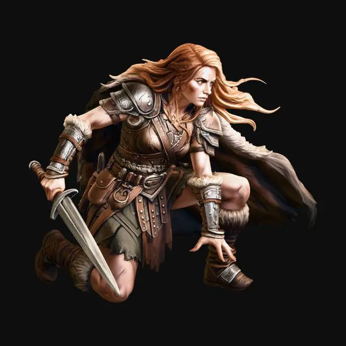 3D model for Barbarian Female warrior pose
