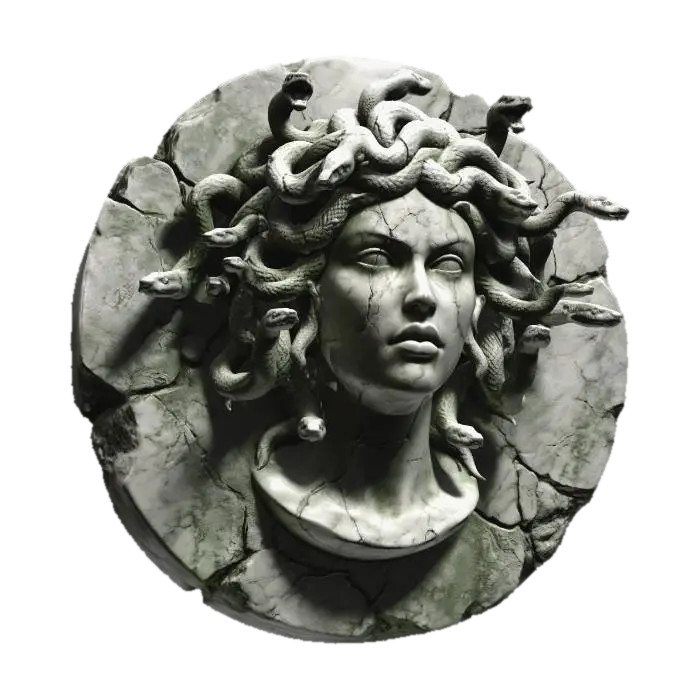 由 emrework 制作的 Ancient Medusa Bust — 使用 Meshy AI 3D 生成器制作，免费下载 FBX OBJ GLB STL