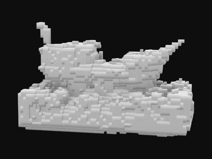3D model for Front half of a shipwreck model