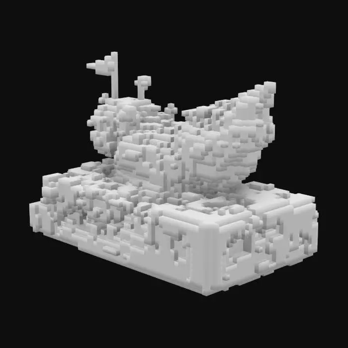 3D model for Back half of a shipwreck model
