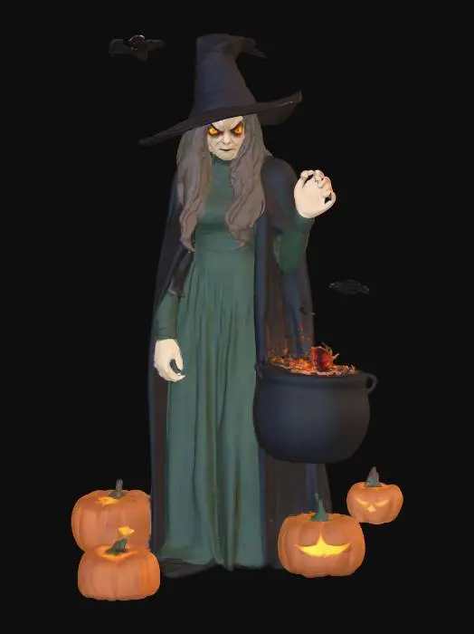 3D model for An evil witch lurks in the night, eyes of ember burn strong, in the wee hours of halloween
, #Halloween2025#