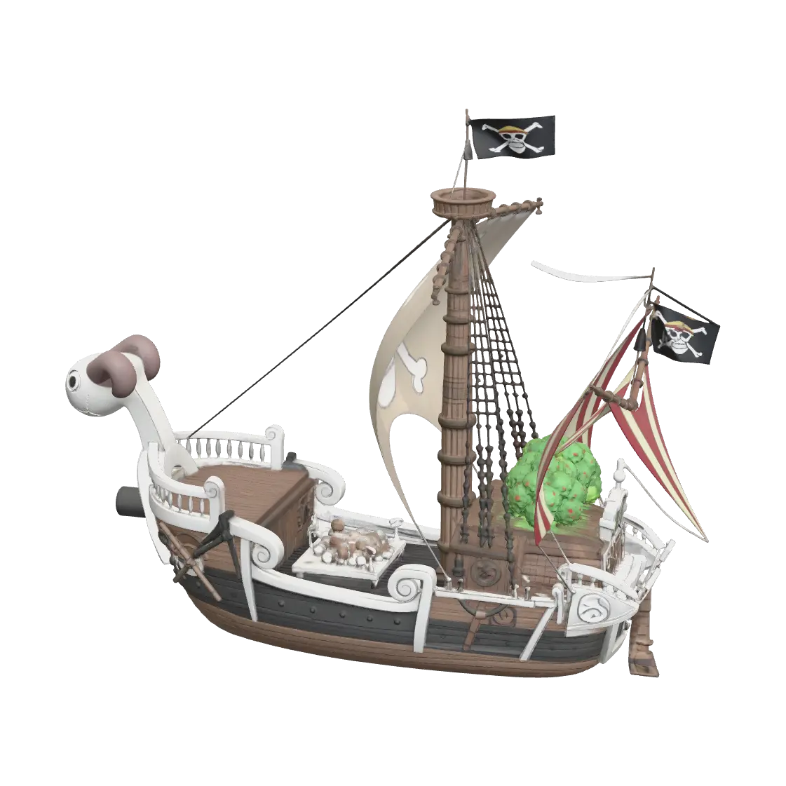 Realistic One Piece Ship - Rigging 3D model, vytvořený pomocí AI