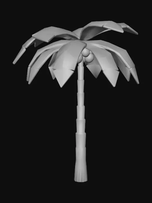 3D model for Low polн model of a palm tree with coconuts