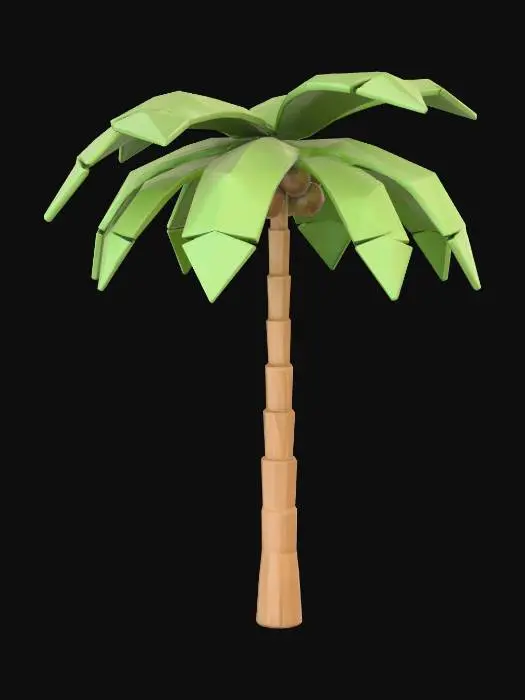 3D model for Low polн model of a palm tree with coconuts