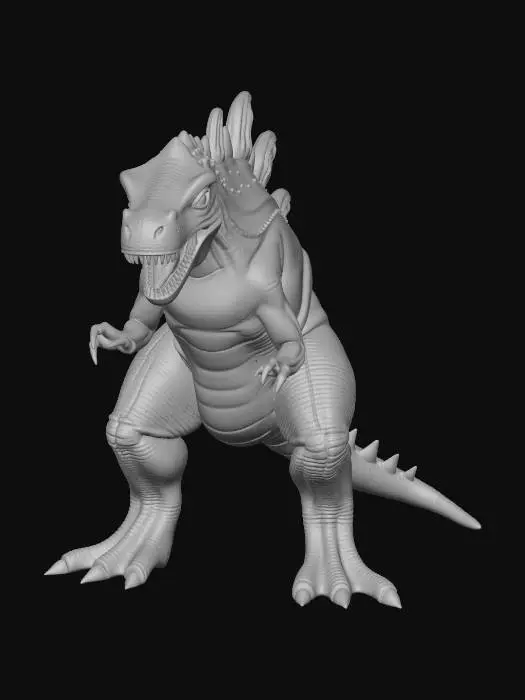 3D model for Dinosaur kaiju, raptor body, stegosaurus spines, armored scales