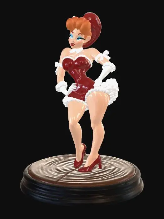 3D model for Scarlet Bombshell on a Wooden Pedestal