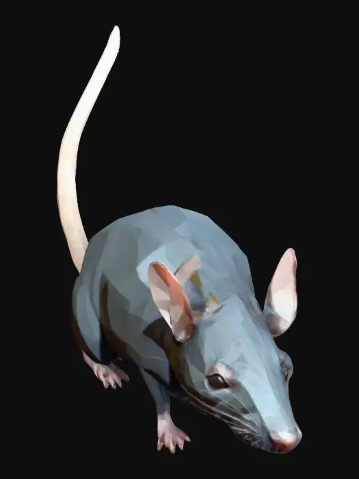 3D model for low-poly ordinary rat, game model, psx