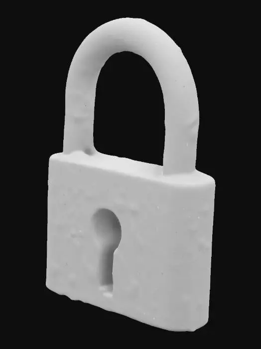 3D model for low-poly rusted lock, PSX, horror