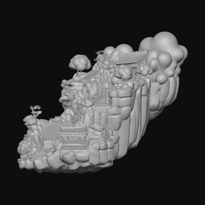 3D model for Temple Cascade Oasis