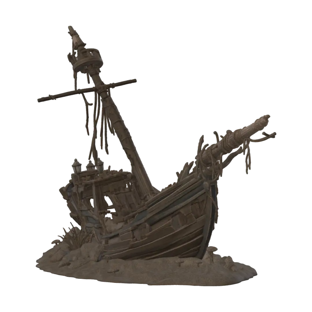 Pirate Shipwreck - Stormy 3D model, vytvořený pomocí AI