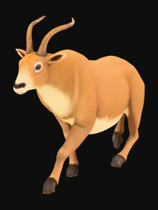 3D model for A 4-Legged Maned Mammal, Herbivore, Has Horns, Ungulate, Beige Fur and brown back