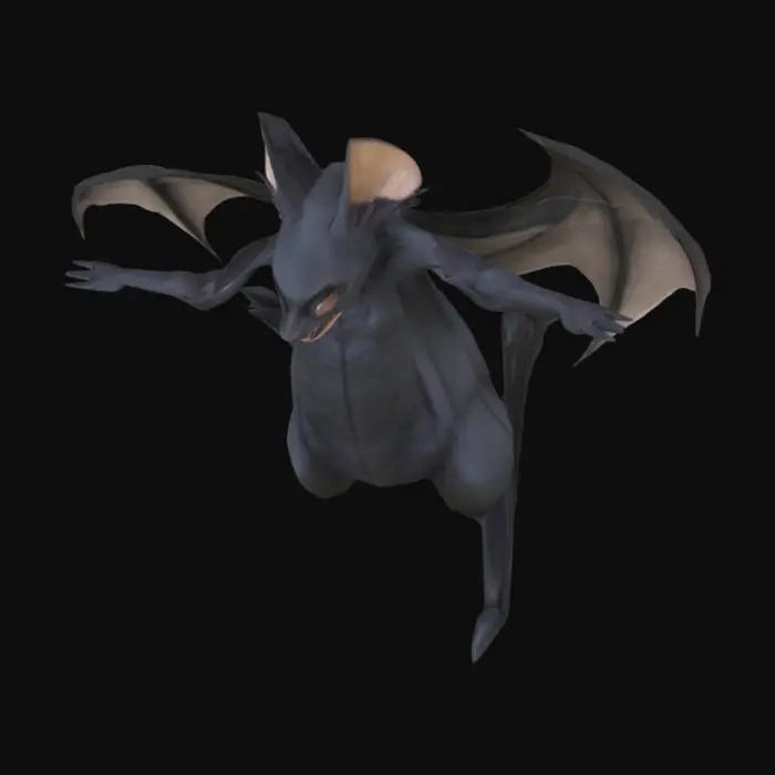 3D model for a t-posed humanoid Bat, black fur