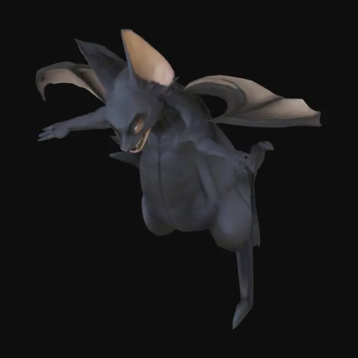 3D model for a t-posed humanoid Bat, black fur
