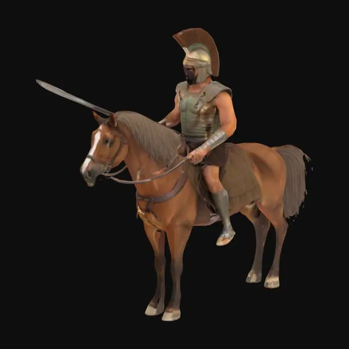 3D model for [Athens] An Ancient Man Riding On The brown Horse With His Sword, #AroundTheWorld#