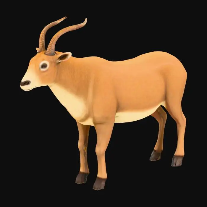 3D model for A 4-Legged Maned Mammal, Herbivore, Has Horns, Ungulate, Beige Fur and brown back