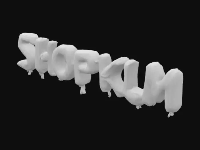 3D model for i want the words SHOPKLM in pink in ballon with ballon strings 