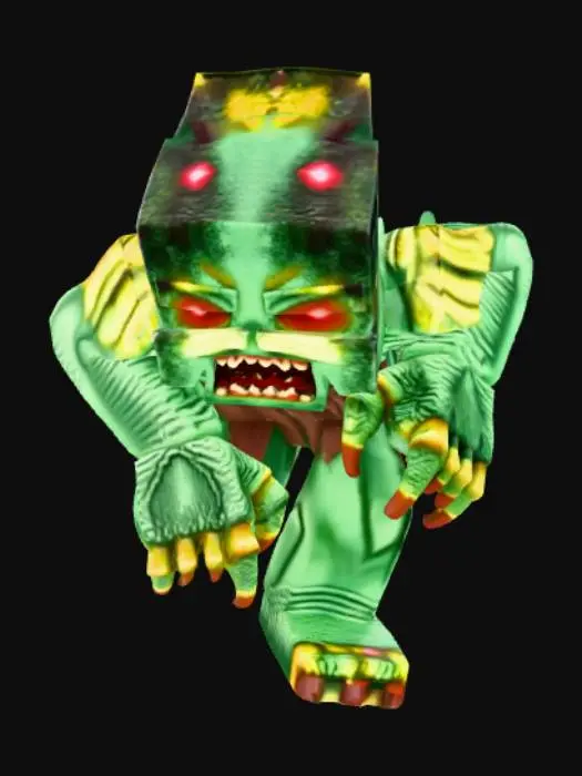 3D model for un monstre qui resemble à steeve de mincraft et qui fait très peur