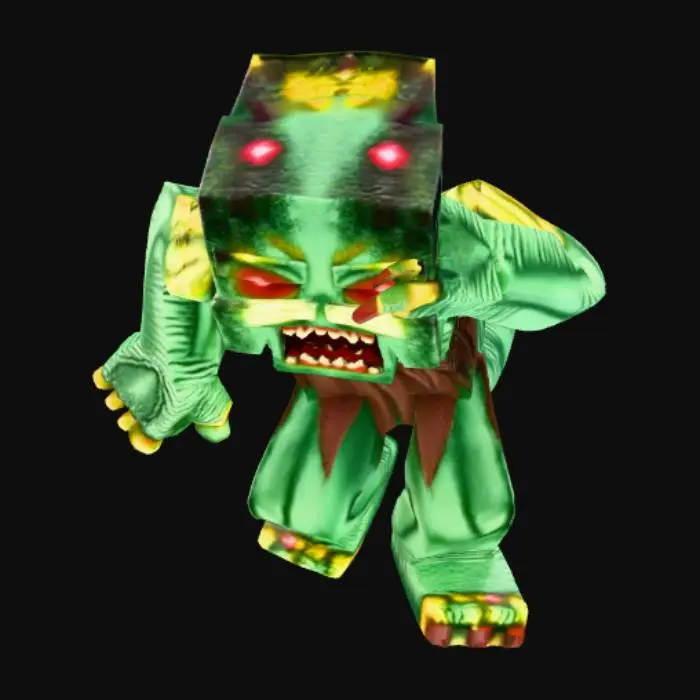 3D model for un monstre qui resemble à steeve de mincraft et qui fait très peur