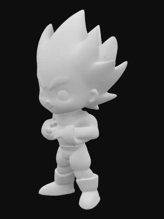 3D model for generate a HI POLY 3d model of vegeta dragon ball z in a disney type bobblehead funko pop in its fight stance