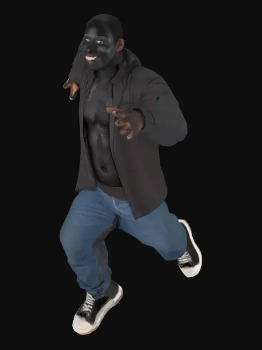 3D model for Une personne de couleurs de peau noir charbon en t pose pour rig 