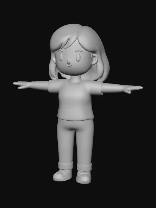 3D model for Casual Cartoon Girl