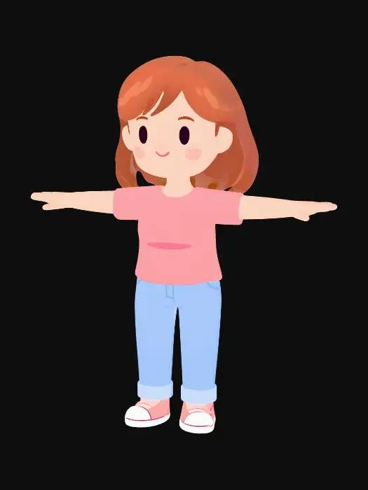 3D model for Casual Cartoon Girl