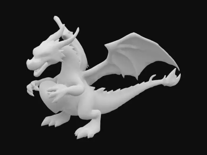 3D model for Dragon with a long tail Protecting a Barbed wire Heart