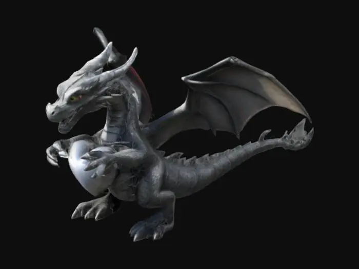 3D model for Dragon with a long tail Protecting a Barbed wire Heart