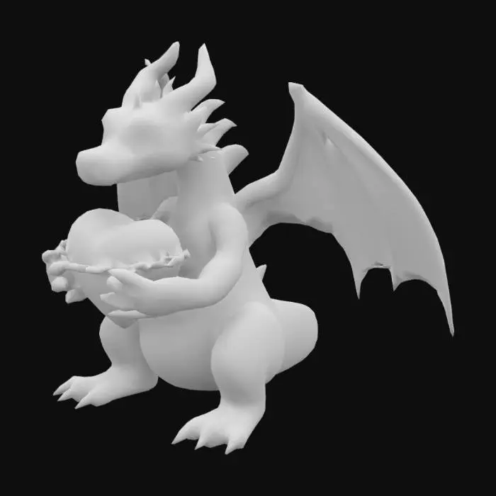 3D model for Dragon with a long tail Protecting a Barbed wire Heart