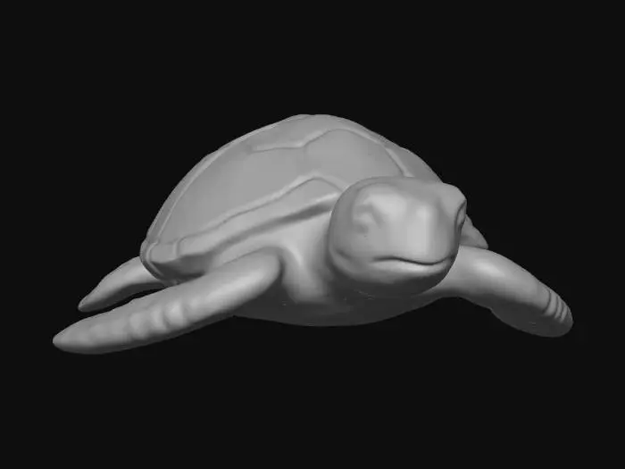 3D model for Create a highly realistic 3D model of a sea turtle with detailed, lifelike textures. The shell should have natural roughness, subtle color variations, and realistic pattern markings. The skin must show fine scales, wrinkles, and natural imperfections. Include detailed eyes with natural reflections. Render the sea turtle in a neutral pose, with accurate anatomy, proportions, and realistic shading. The model should look suitable for close-up inspection, photorealistic, and true to a real ocean sea turtle