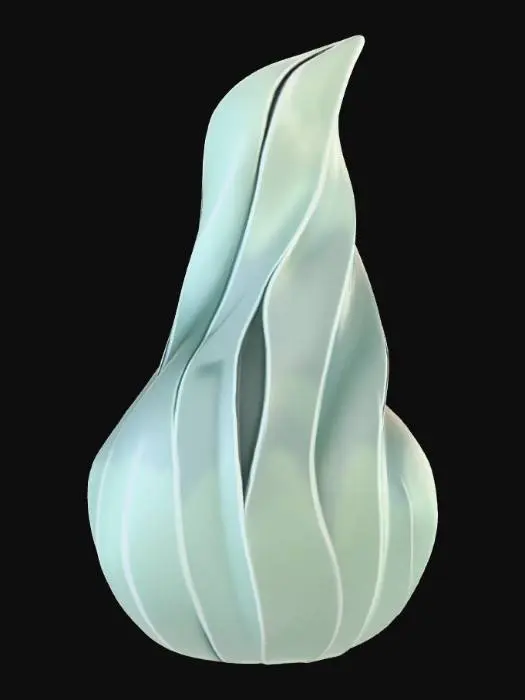3D model for Symbolic Thanksgiving decorative character, designed for realistic 3D asset creation. Elegant and modern form inspired by the spirit of gratitude and harvest — stylized figure or sculpture, not human. Cool color palette with soft blues, muted greens, silver, and stone tones. Smooth natural textures like ceramic, metal, or matte wood. Subtle autumn touches — leaves, shapes, or abstract organic motifs. Studio-quality lighting and clean geometry, no background or clutter, perfect for decor or architectural visualization.