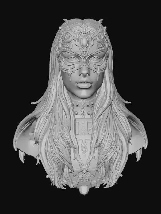 3D model for Baroque Vampire mask Ornate Metal and crystal Gems, dark style high detail 4k asset. Only eyes surface. High-quality 3D character group, clean geometry, no background or clutter.