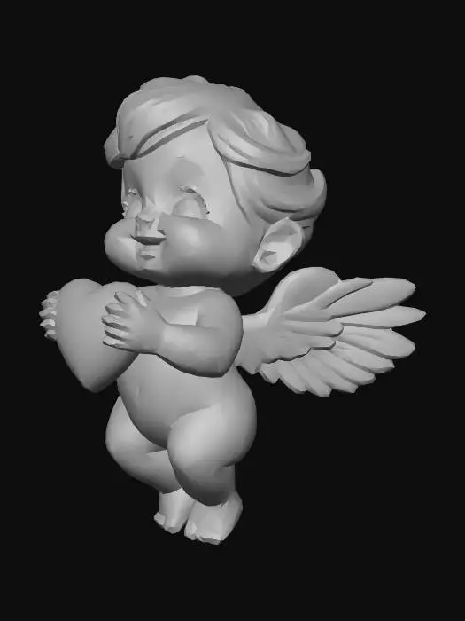 3D model for Cute Valentine’s cherub designed as a charming 3D asset. Adorable baby angel with chubby proportions, sweet smiling face, and big expressive eyes. Soft pastel color palette (pink, cream, blush, light gold). Small feathered wings with fluffy texture, holding a heart or bow and arrow symbolizing love. Gentle, romantic pose floating or standing. Stylized, Pixar-inspired cute look. Smooth shapes, soft edges, appealing silhouette. High-quality stylized materials, clean geometry, game-ready topology, optimized mesh. 2K textures, clean UVs. Standalone asset, no background.