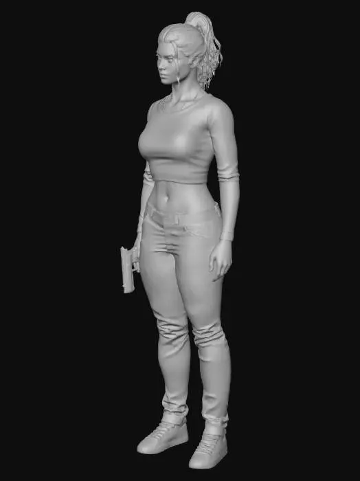 3D model for Urban Street Style: Pink Crop Top and Camouflage Jeans