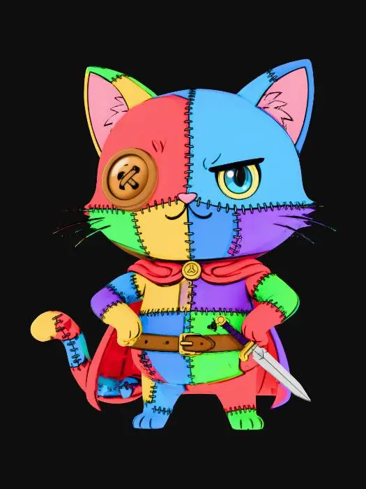 3D model for Patchwork Warrior Cat