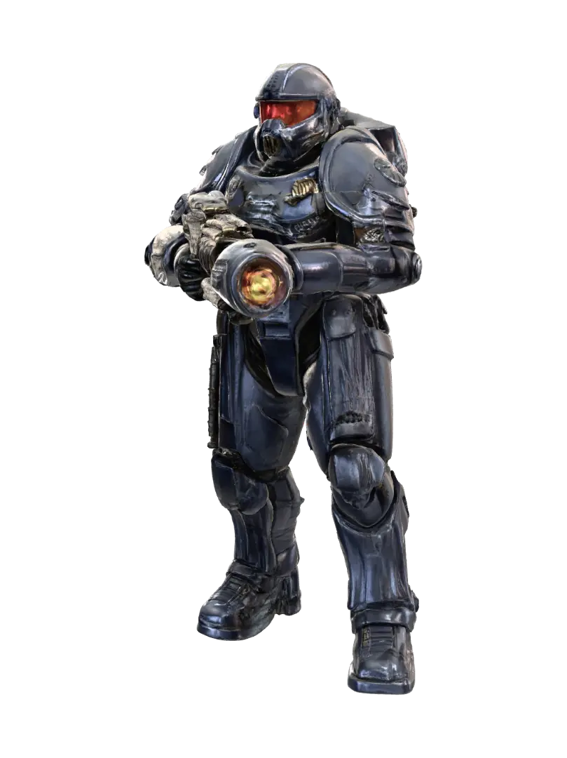 Tech Trooper - Battlepose 3D model, vytvořený pomocí AI