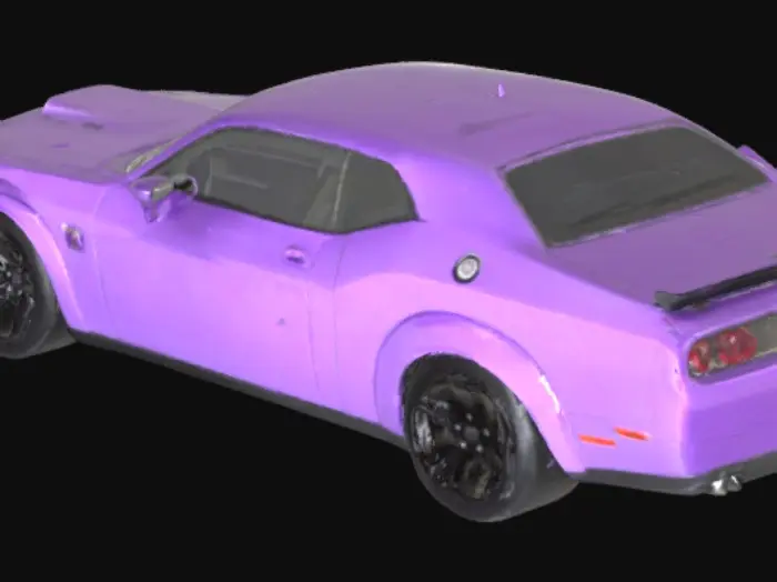 3D model for Create a dodge challenger that is purple with black wheels 
