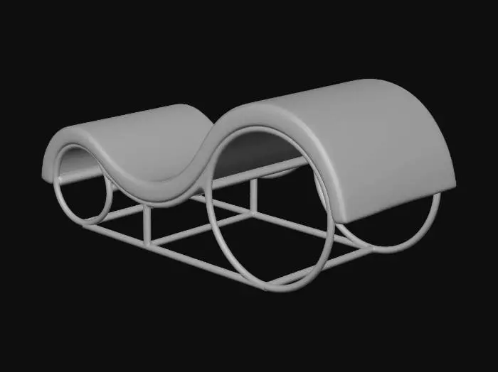 3D model for Curved Red Chaise Lounge