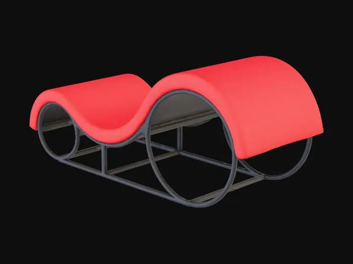 3D model for Curved Red Chaise Lounge