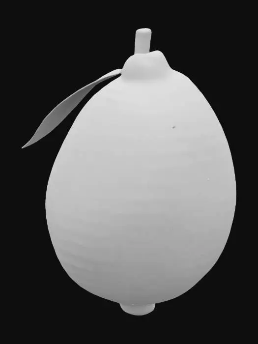 3D model for a lemon with stalk and aleaf
