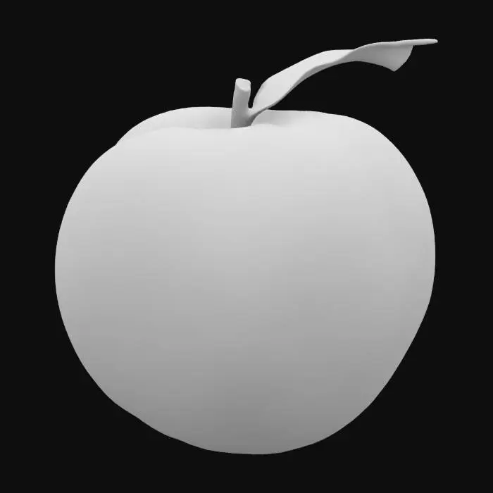 3D model for A Peach with stalk and one leaf