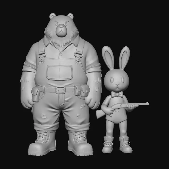 3D model for Bear and Bunny in the Woods