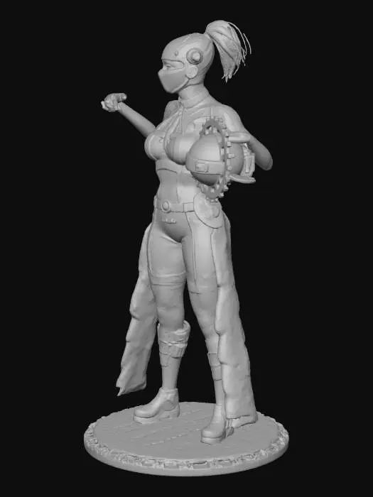 3D model for sci fi, medic unit, healer, female, face mask, purple bun, wielding helmet, facemask, mechanic, cogwheels, cyberpunk, techwear, full body, 3d, dark colors, low poly, fortnite, futuristic, medic cross, t pose
#halloween2025#