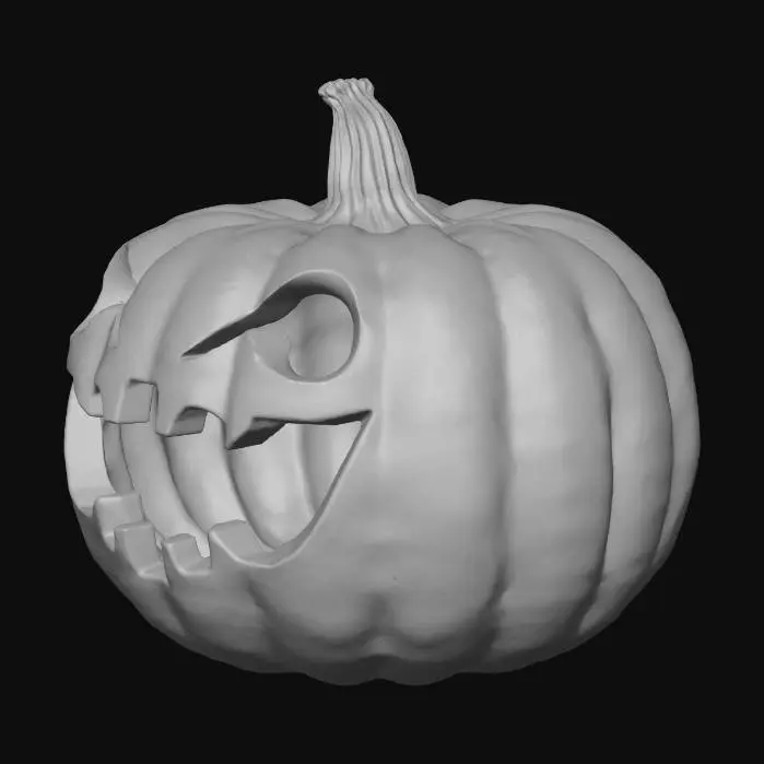 3D model for une citroulle avec les yeux grands ouverte et une bouche qui eclate de rire