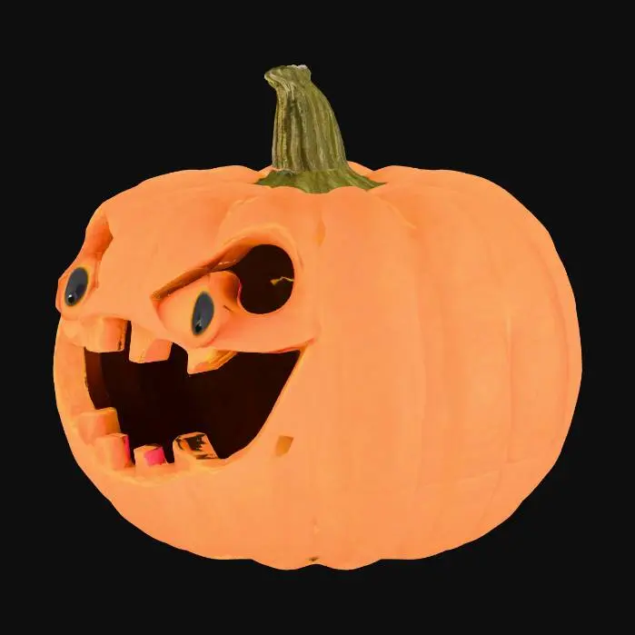 3D model for une citroulle avec les yeux grands ouverte et une bouche qui eclate de rire