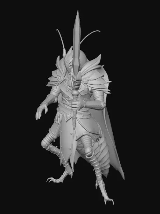3D model for generame una cucaracha que sea mago guerrero en un mundo epico basago en un juego de rol